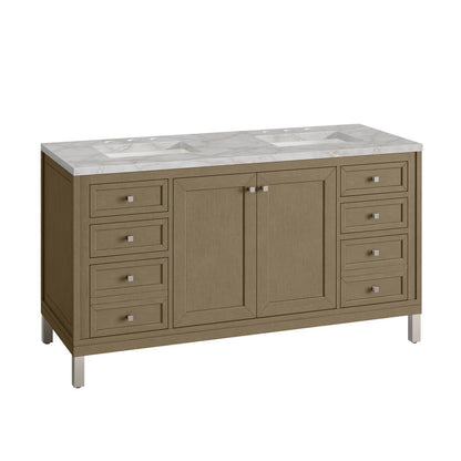 James Martin - Chicago 60" Double Vanity, Walnut Whisper, w/ 3 CM Victorian Silver Silestone® Top - 503-V60D-WLW-3VSL view 10