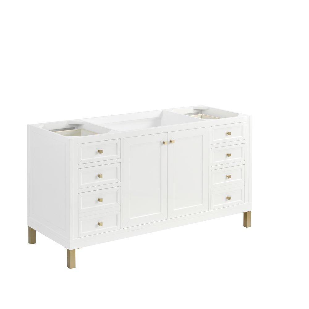 James Martin - Chicago 60" Single Vanity, Glossy White, w/ 3 CM Carrara Marble Top - 503-V60S-GW-3CAR view 2