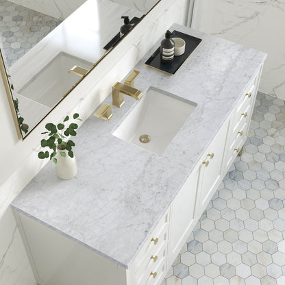 James Martin - Chicago 60" Single Vanity, Glossy White, w/ 3 CM Carrara Marble Top - 503-V60S-GW-3CAR view 8