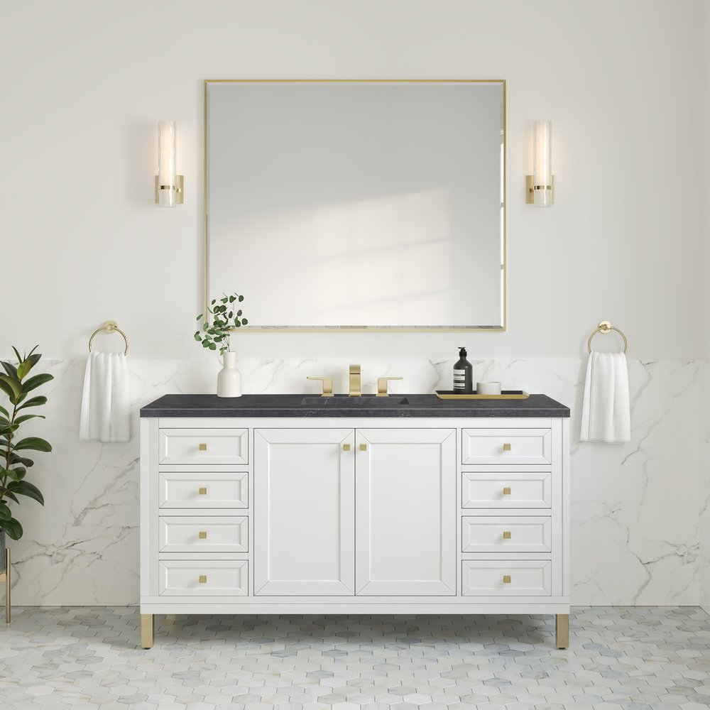 James Martin - Chicago 60" Single Vanity, Glossy White, w/ 3 CM Charcoal Soapstone Silestone® Top - 503-V60S-GW-3CSP view 4