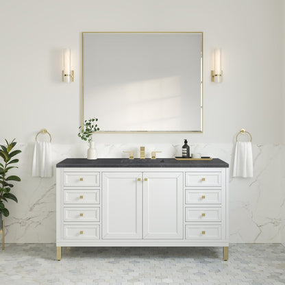 James Martin - Chicago 60" Single Vanity, Glossy White, w/ 3 CM Charcoal Soapstone Silestone® Top - 503-V60S-GW-3CSP view 4