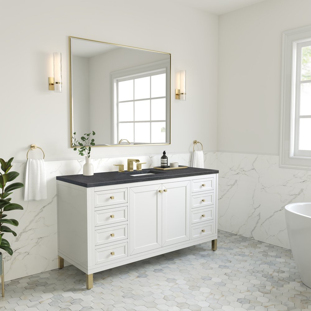 James Martin - Chicago 60" Single Vanity, Glossy White, w/ 3 CM Charcoal Soapstone Silestone® Top - 503-V60S-GW-3CSP view 5