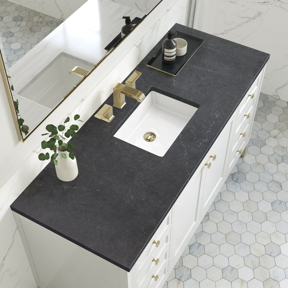 James Martin - Chicago 60" Single Vanity, Glossy White, w/ 3 CM Charcoal Soapstone Silestone® Top - 503-V60S-GW-3CSP view 8