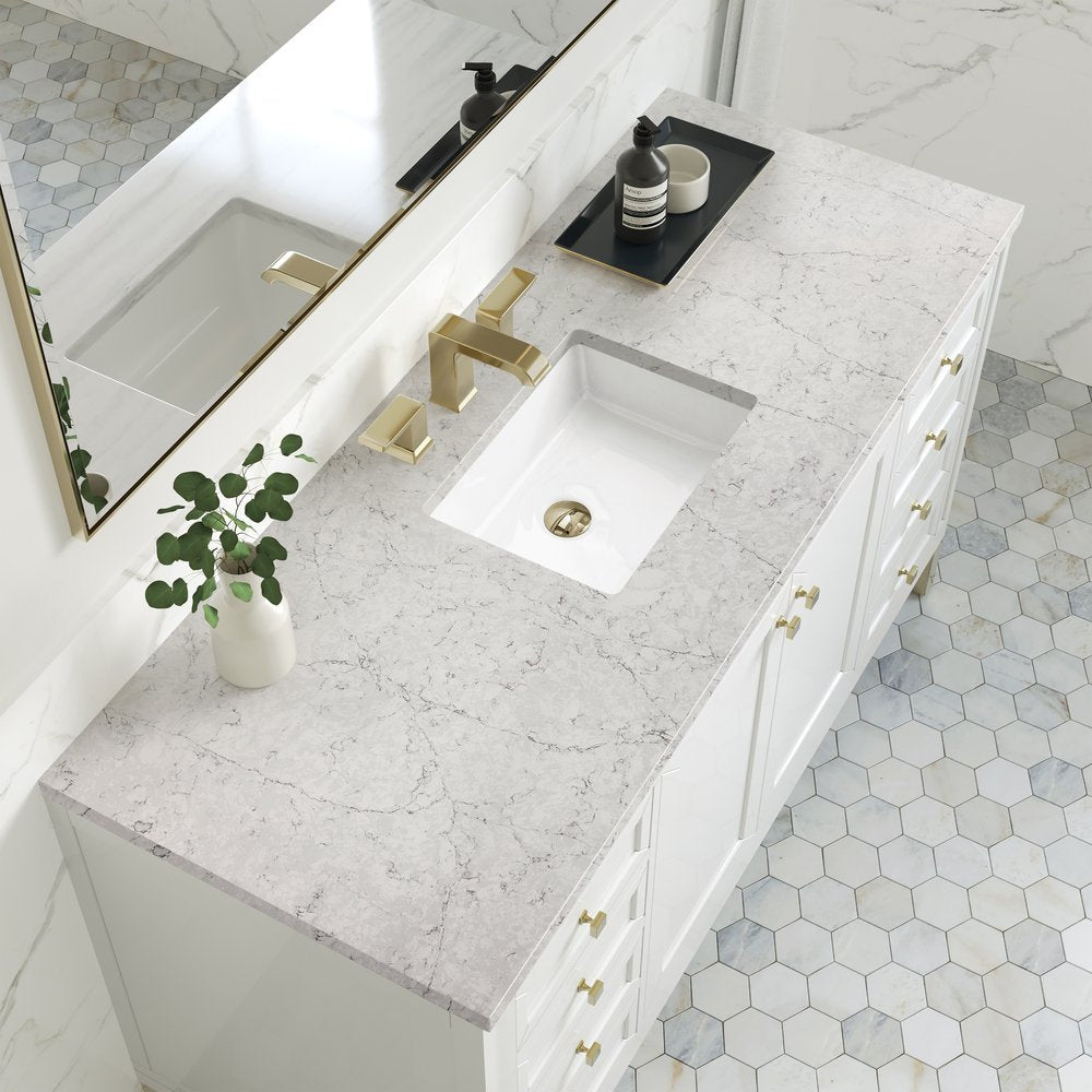 James Martin - Chicago 60" Single Vanity, Glossy White, w/ 3 CM Eternal Jasmine Pearl Silestone® Top - 503-V60S-GW-3EJP view 8