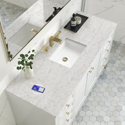 James Martin - Chicago 60" Single Vanity, Glossy White, w/ 3 CM Eternal Jasmine Pearl Silestone Top w/ FreePower Wireless Charger - 503-V60S-GW-FEJP view 7