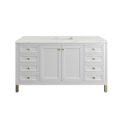 James Martin - Chicago 60" Single Vanity, Glossy White, w/ 3 CM Ethereal Noctis Silestone® Top - 503-V60S-GW-3ENC view 1