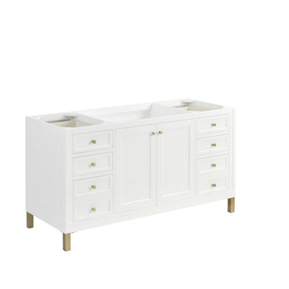 James Martin - Chicago 60" Single Vanity, Glossy White, w/ 3 CM Ethereal Noctis Silestone® Top - 503-V60S-GW-3ENC view 2