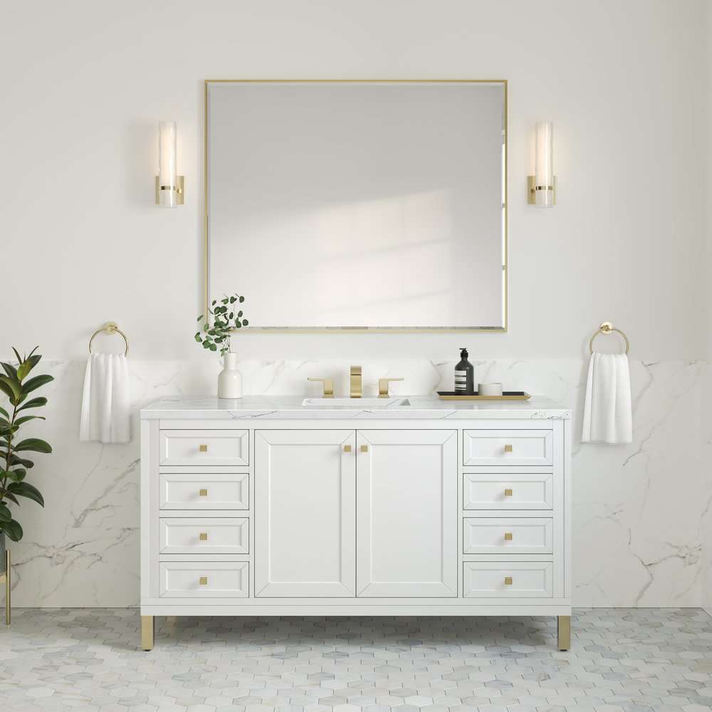 James Martin - Chicago 60" Single Vanity, Glossy White, w/ 3 CM Ethereal Noctis Silestone® Top - 503-V60S-GW-3ENC view 4