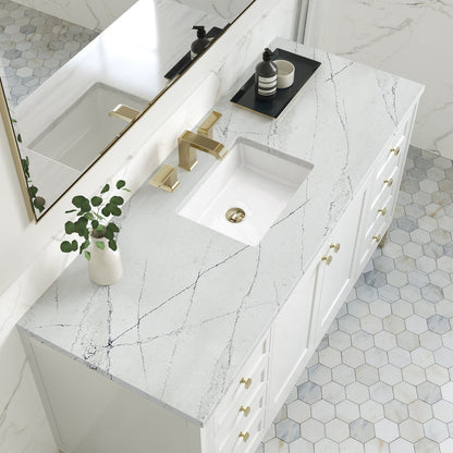 James Martin - Chicago 60" Single Vanity, Glossy White, w/ 3 CM Ethereal Noctis Silestone® Top - 503-V60S-GW-3ENC view 8
