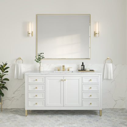 James Martin - Chicago 60" Single Vanity, Glossy White, w/ 3 CM Ethereal Noctis Silestone Top w/ FreePower Wireless Charger - 503-V60S-GW-FENC view 3