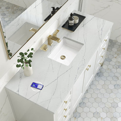James Martin - Chicago 60" Single Vanity, Glossy White, w/ 3 CM Ethereal Noctis Silestone Top w/ FreePower Wireless Charger - 503-V60S-GW-FENC view 7