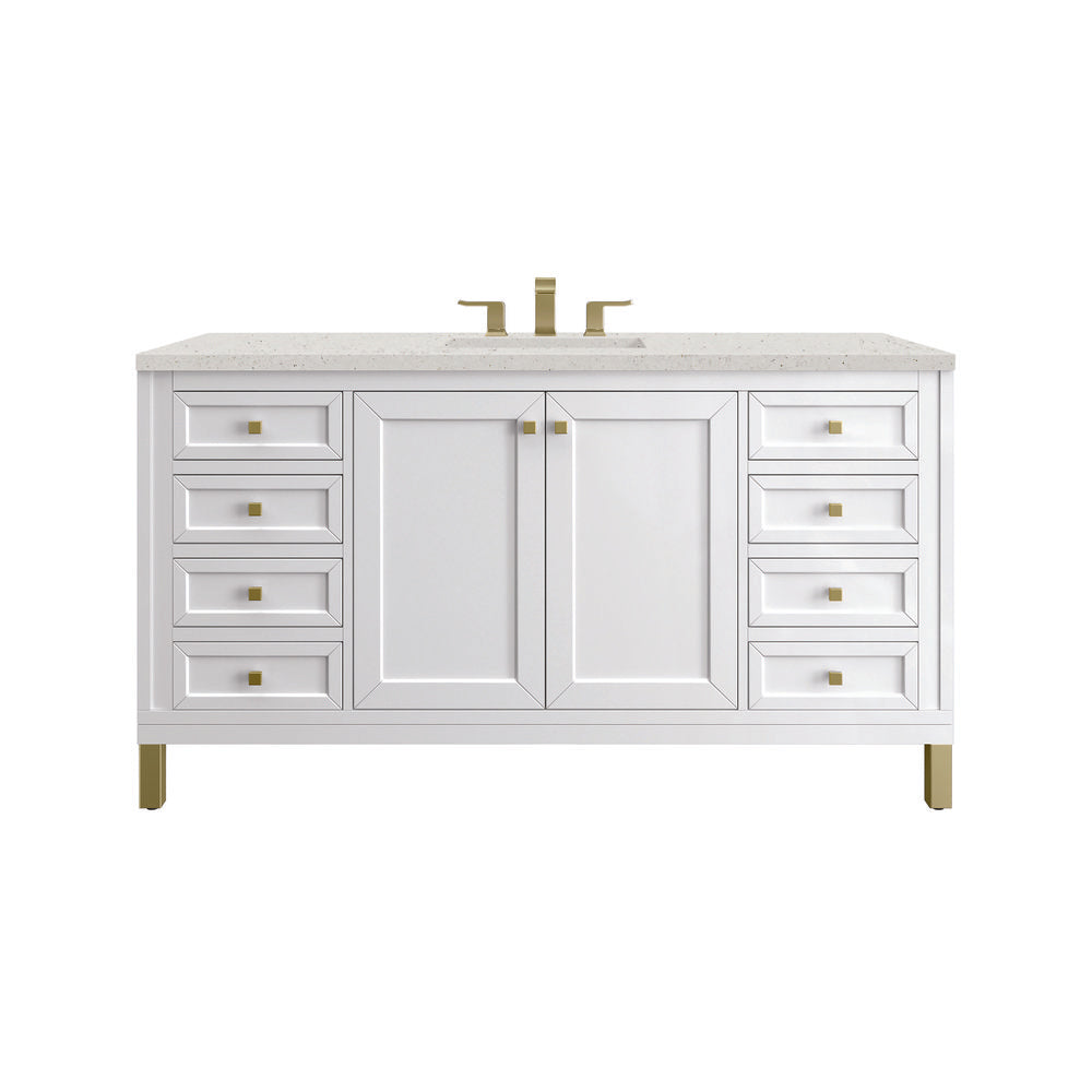 James Martin - Chicago 60" Single Vanity, Glossy White, w/ 3 CM Lime Delight Silestone® Top - 503-V60S-GW-3LDL view 1