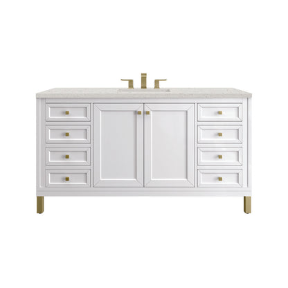 James Martin - Chicago 60" Single Vanity, Glossy White, w/ 3 CM Lime Delight Silestone® Top - 503-V60S-GW-3LDL view 1