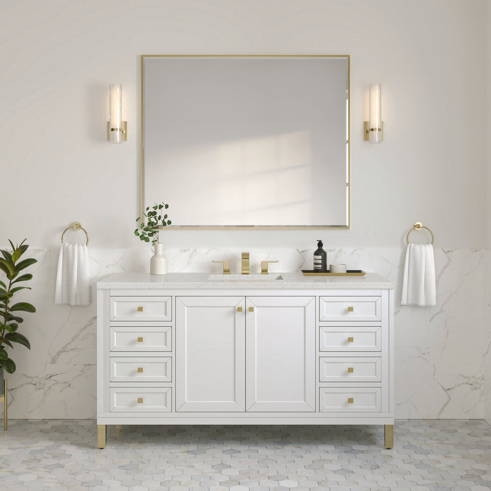 James Martin - Chicago 60" Single Vanity, Glossy White, w/ 3 CM Lime Delight Silestone® Top - 503-V60S-GW-3LDL view 4