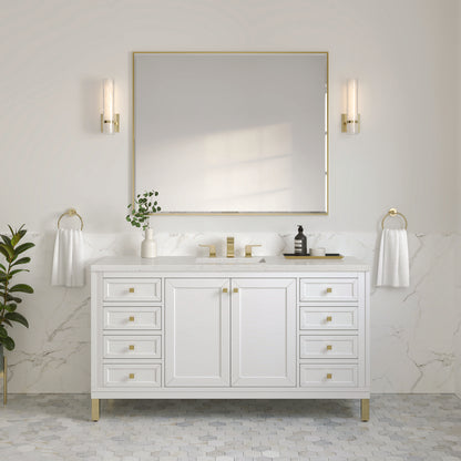 James Martin - Chicago 60" Single Vanity, Glossy White, w/ 3 CM Lime Delight Silestone® Top - 503-V60S-GW-3LDL view 4