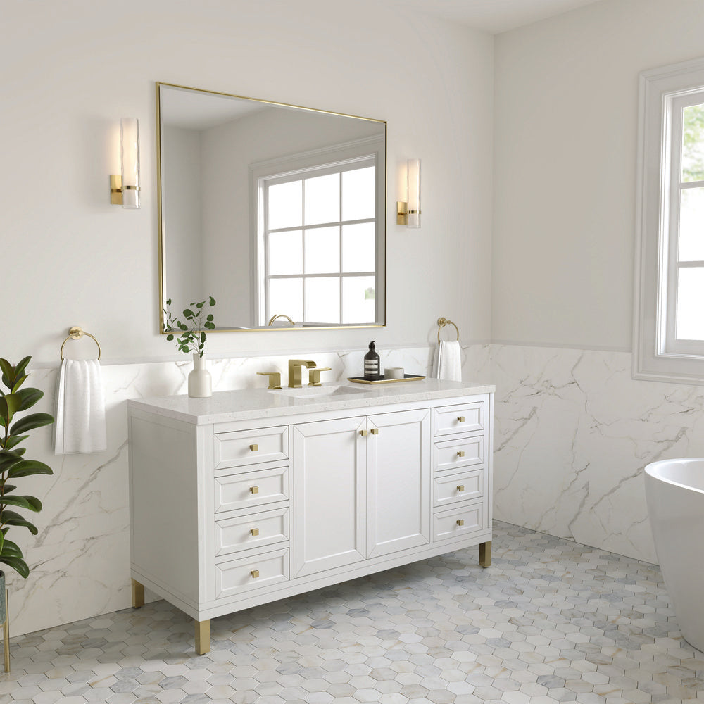 James Martin - Chicago 60" Single Vanity, Glossy White, w/ 3 CM Lime Delight Silestone® Top - 503-V60S-GW-3LDL view 5