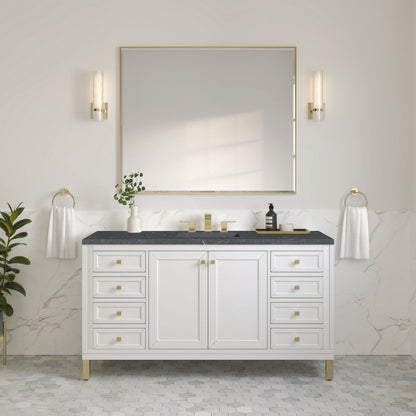 James Martin - Chicago 60" Single Vanity, Glossy White, w/ 3 CM Parisien Bleu Silestone® Top - 503-V60S-GW-3PBL view 4
