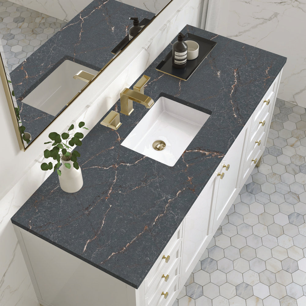 James Martin - Chicago 60" Single Vanity, Glossy White, w/ 3 CM Parisien Bleu Silestone® Top - 503-V60S-GW-3PBL view 7