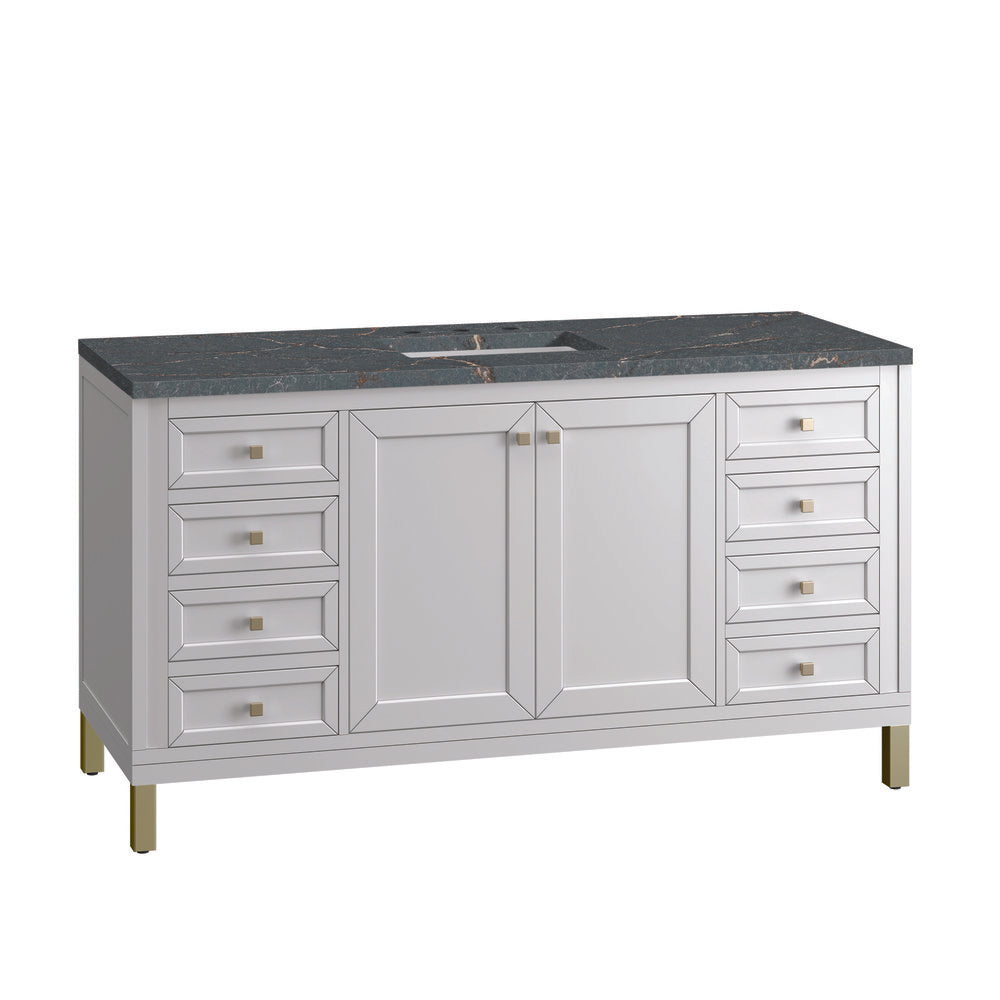 James Martin - Chicago 60" Single Vanity, Glossy White, w/ 3 CM Parisien Bleu Silestone® Top - 503-V60S-GW-3PBL view 12