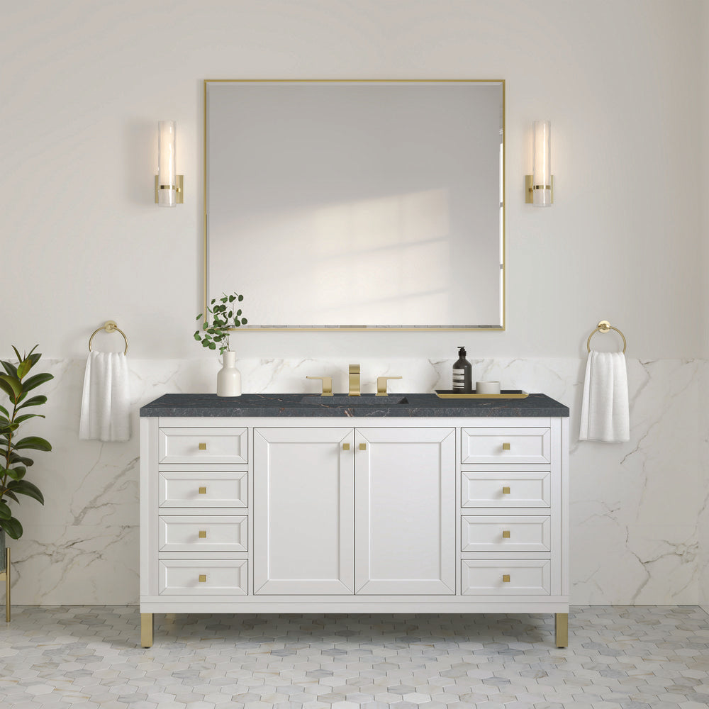 James Martin - Chicago 60" Single Vanity, Glossy White, w/ 3 CM Parisien Bleu Silestone® Top w/FreePower Wireless Charger - 503-V60S-GW-FPBL view 5