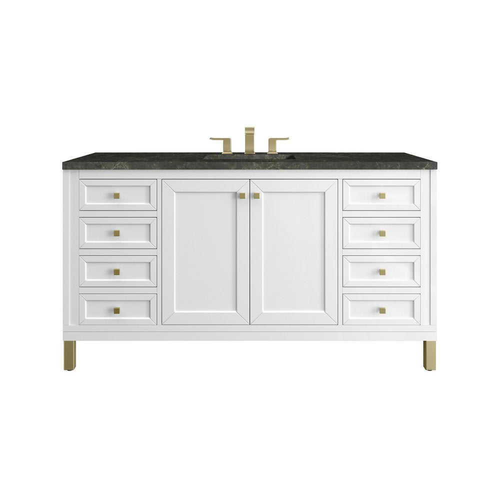 James Martin - Chicago 60" Single Vanity, Glossy White, w/ 3 CM Phantome Eclos Top - 503-V60S-GW-3PHT view 1