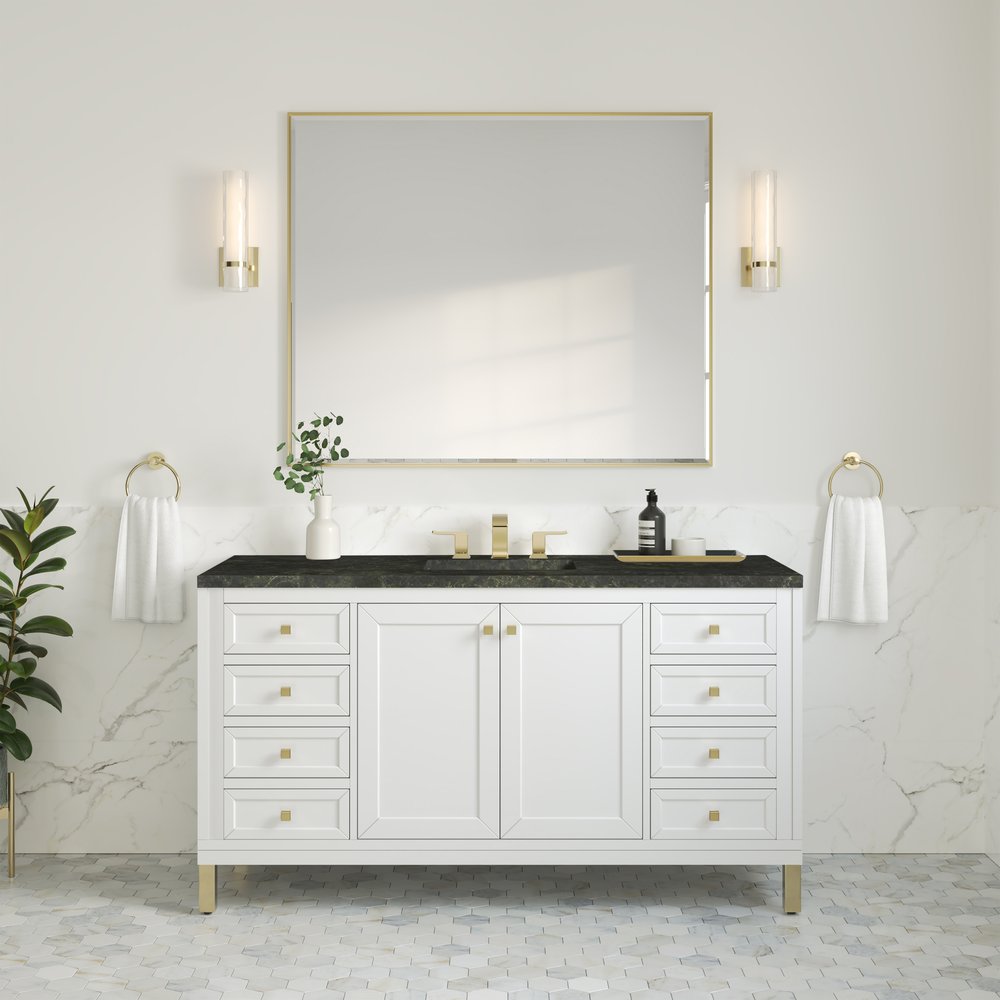 James Martin - Chicago 60" Single Vanity, Glossy White, w/ 3 CM Phantome Eclos Top - 503-V60S-GW-3PHT view 5