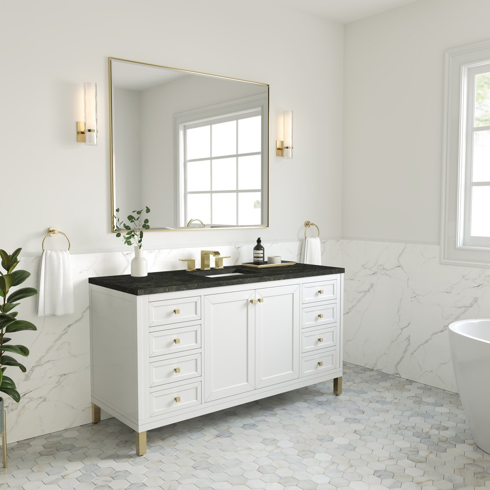 James Martin - Chicago 60" Single Vanity, Glossy White, w/ 3 CM Phantome Eclos Top - 503-V60S-GW-3PHT view 7