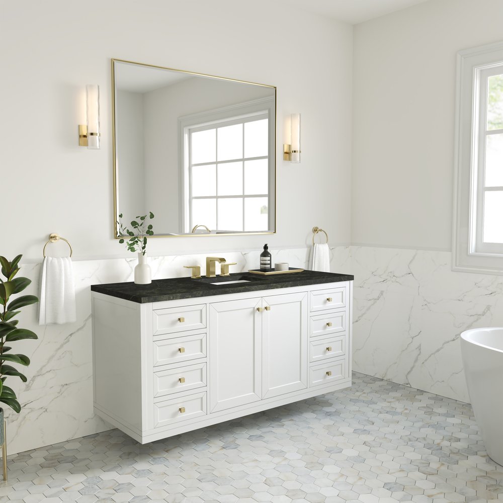 James Martin - Chicago 60" Single Vanity, Glossy White, w/ 3 CM Phantome Eclos Top - 503-V60S-GW-3PHT view 8
