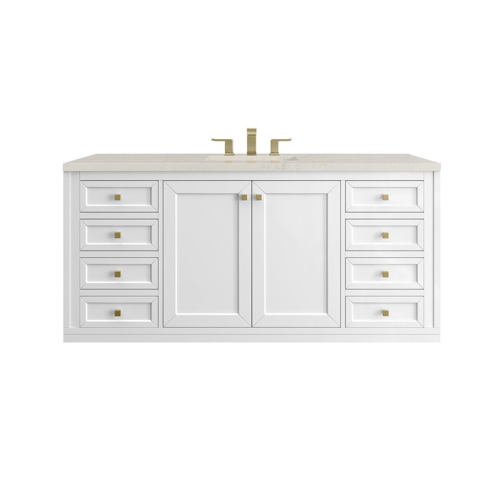 James Martin - Chicago 60" Single Vanity, Glossy White, w/ 3 CM Siberian Silestone Top - 503-V60S-GW-3SFR view 2