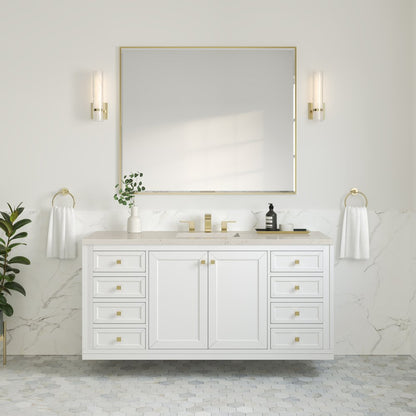 James Martin - Chicago 60" Single Vanity, Glossy White, w/ 3 CM Siberian Silestone Top - 503-V60S-GW-3SFR view 6