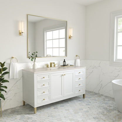 James Martin - Chicago 60" Single Vanity, Glossy White, w/ 3 CM Siberian Silestone Top - 503-V60S-GW-3SFR view 7