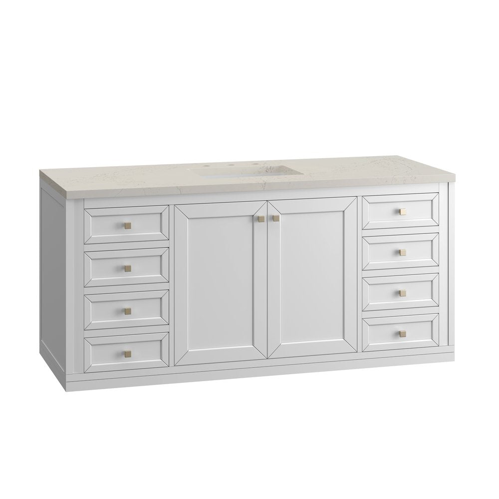 James Martin - Chicago 60" Single Vanity, Glossy White, w/ 3 CM Siberian Silestone Top - 503-V60S-GW-3SFR view 15