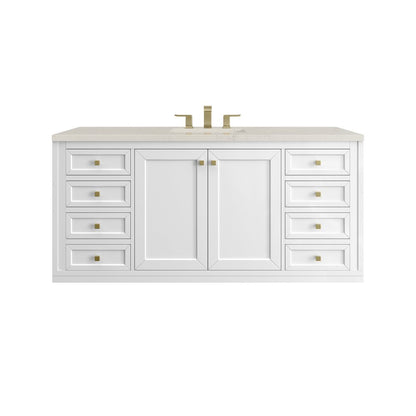 James Martin - Chicago 60" Single Vanity, Glossy White, w/ 3 CM Siberian Silestone Top w/FreePower Wireless Charger - 503-V60S-GW-FSFR view 2