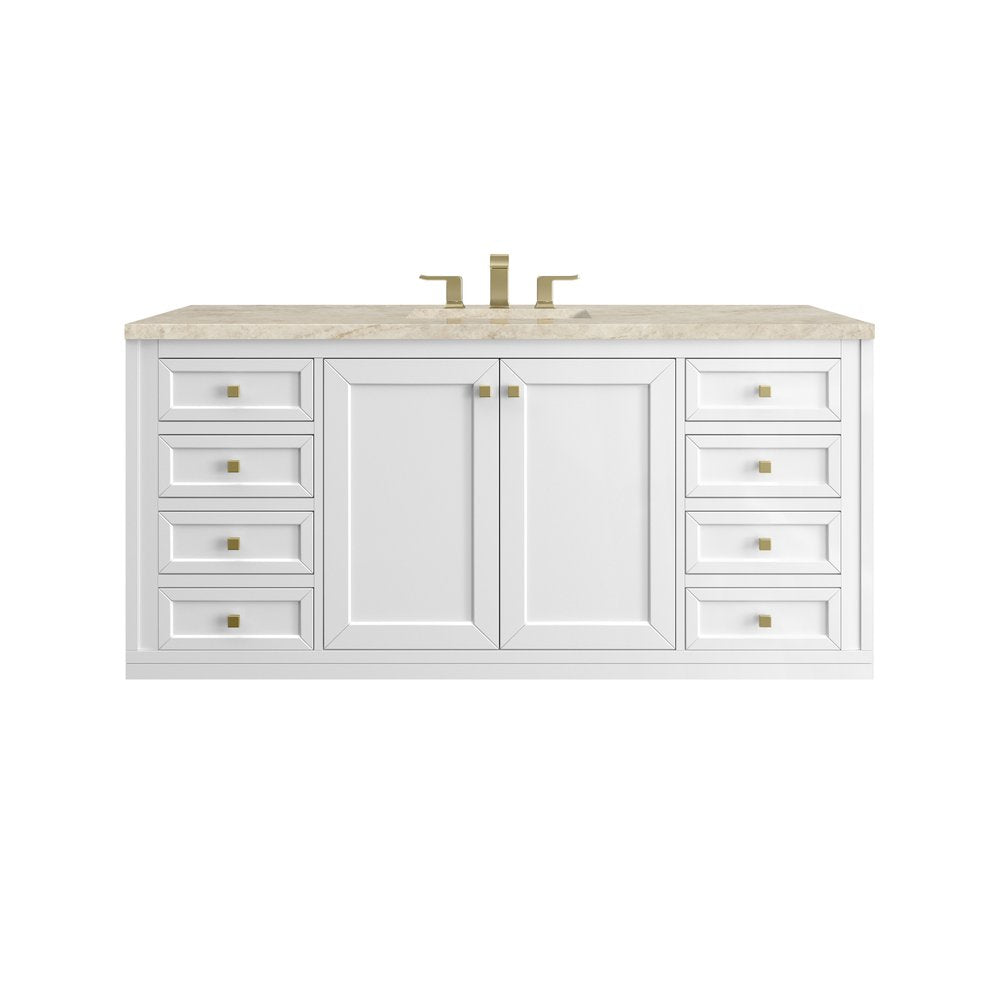 James Martin - Chicago 60" Single Vanity, Glossy White, w/ 3 CM Tajnar Eclos Top - 503-V60S-GW-3TJR view 2