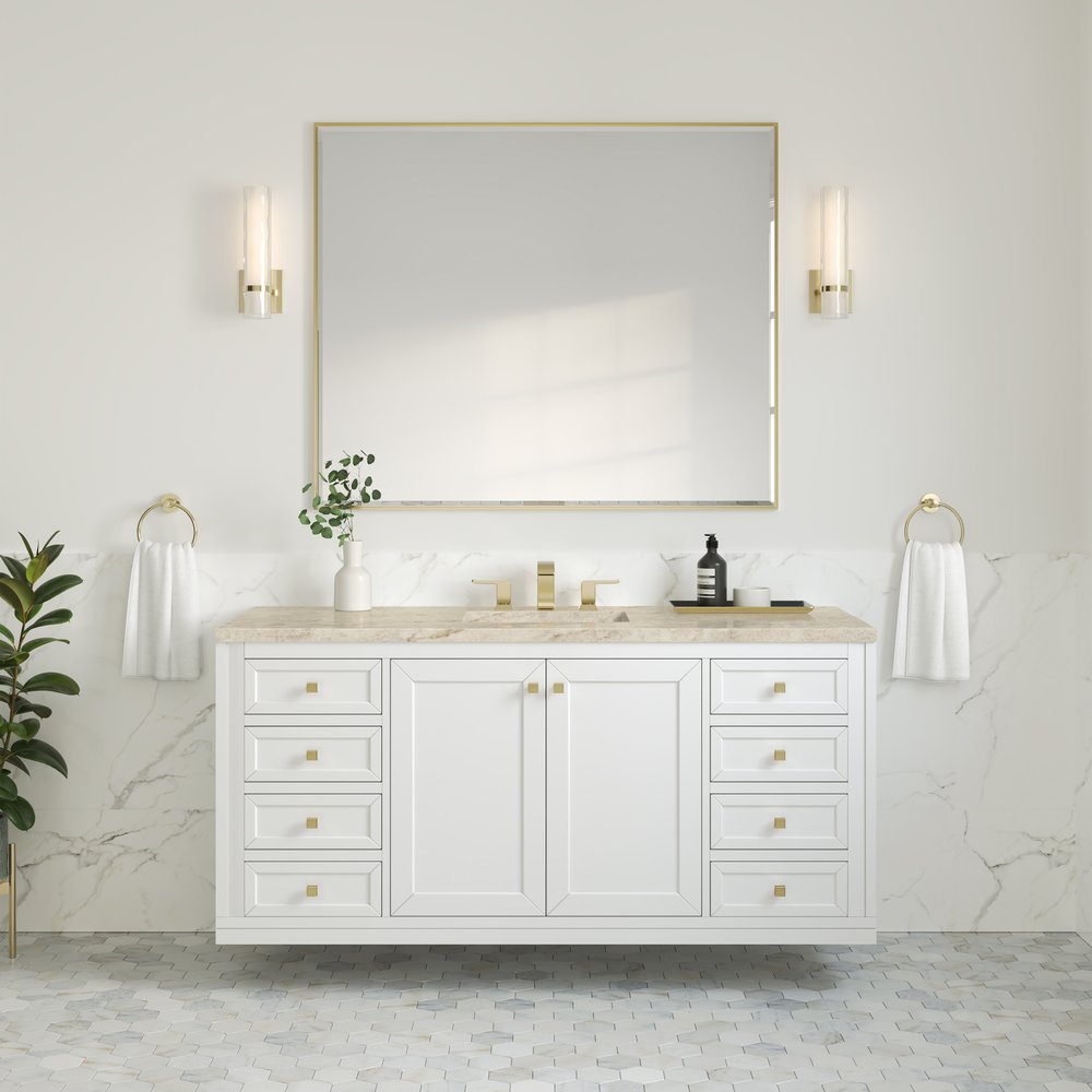 James Martin - Chicago 60" Single Vanity, Glossy White, w/ 3 CM Tajnar Eclos Top - 503-V60S-GW-3TJR view 6