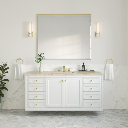 James Martin - Chicago 60" Single Vanity, Glossy White, w/ 3 CM Tajnar Eclos Top - 503-V60S-GW-3TJR view 6