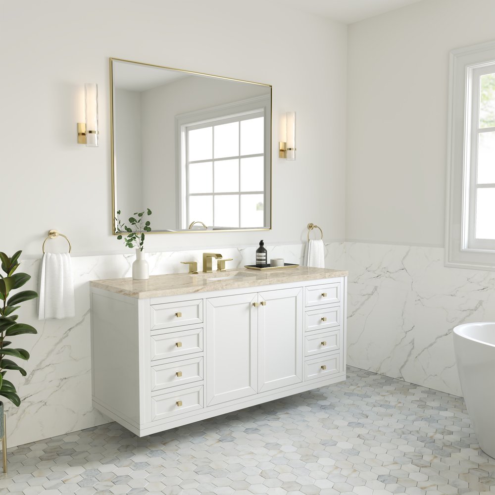 James Martin - Chicago 60" Single Vanity, Glossy White, w/ 3 CM Tajnar Eclos Top - 503-V60S-GW-3TJR view 8