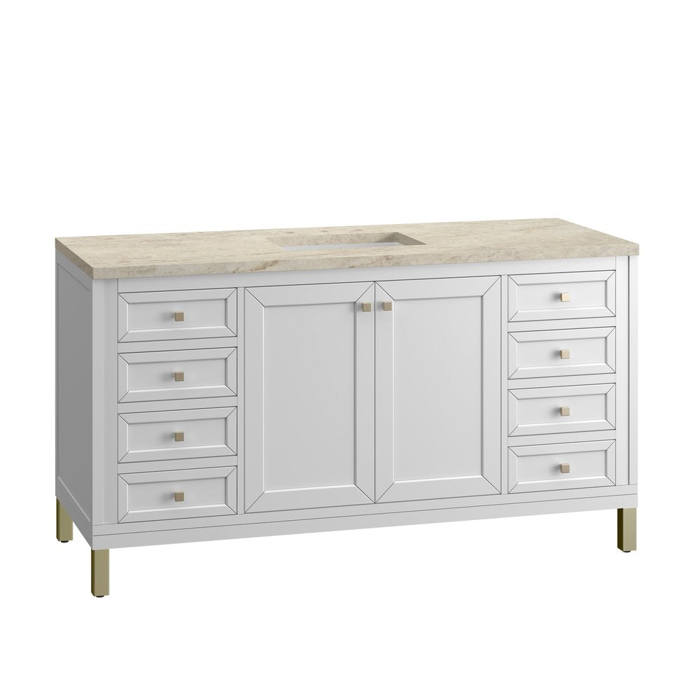 James Martin - Chicago 60" Single Vanity, Glossy White, w/ 3 CM Tajnar Eclos Top - 503-V60S-GW-3TJR view 14