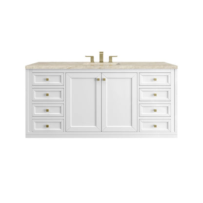 James Martin - Chicago 60" Single Vanity, Glossy White, w/ 3 CM Tajnar Eclos Top w/FreePower Wireless Charger - 503-V60S-GW-FTJR view 2