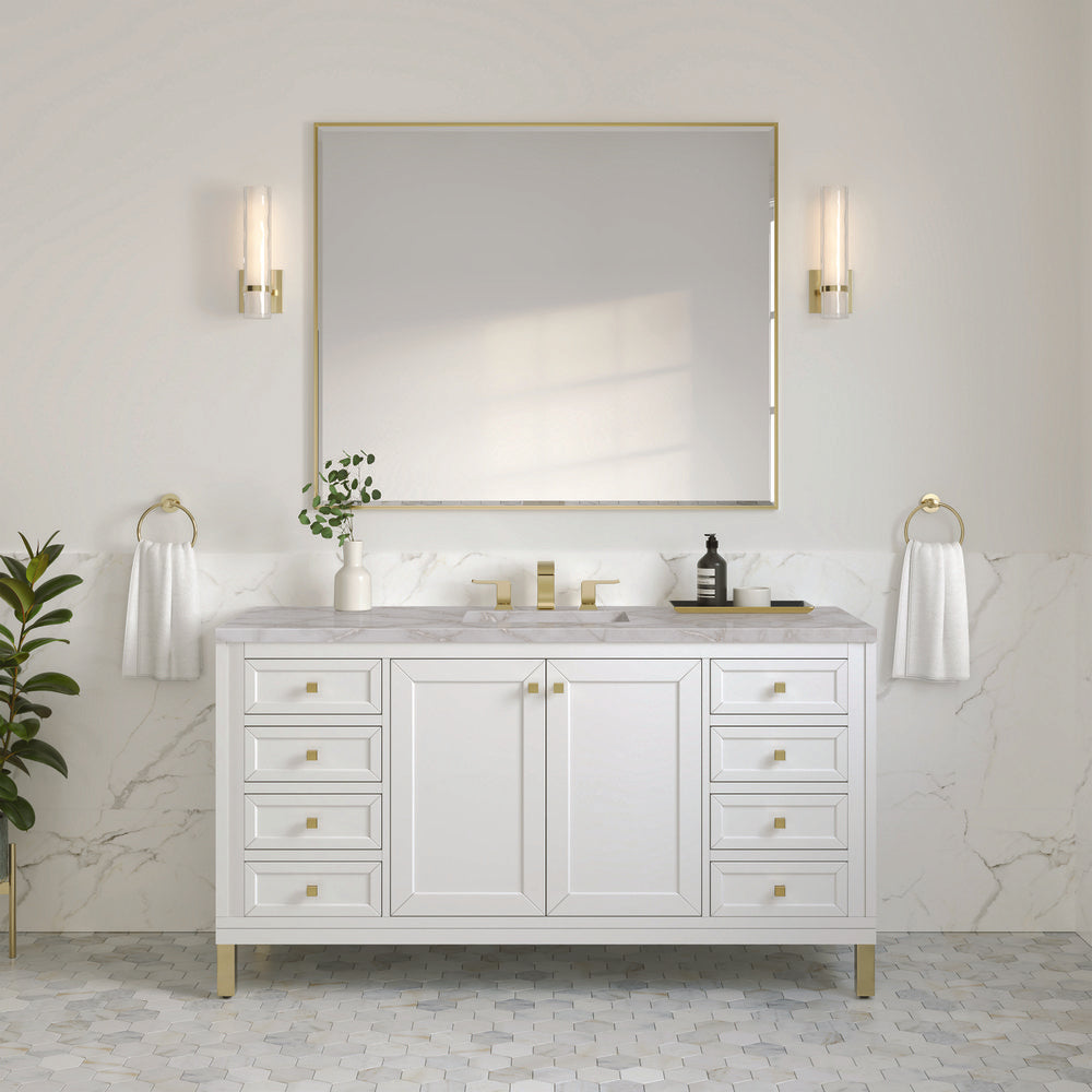 James Martin - Chicago 60" Single Vanity, Glossy White, w/ 3 CM Victorian Silver Silestone® Top - 503-V60S-GW-3VSL view 4
