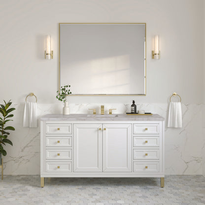 James Martin - Chicago 60" Single Vanity, Glossy White, w/ 3 CM Victorian Silver Silestone® Top - 503-V60S-GW-3VSL view 4