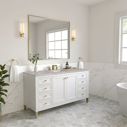 James Martin - Chicago 60" Single Vanity, Glossy White, w/ 3 CM Victorian Silver Silestone® Top - 503-V60S-GW-3VSL view 5