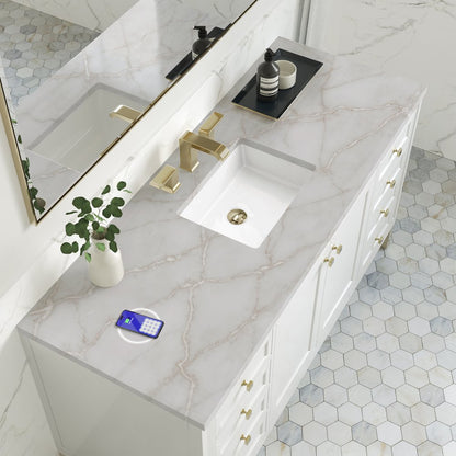 James Martin - Chicago 60" Single Vanity, Glossy White, w/ 3 CM Victorian Silver Silestone Top w/ FreePower Wireless Charger - 503-V60S-GW-FVSL view 7