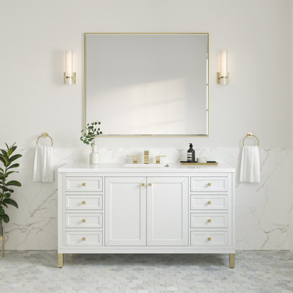 James Martin - Chicago 60" Single Vanity, Glossy White, w/ 3 CM White Zeus Silestone® Top - 503-V60S-GW-3WZ view 4
