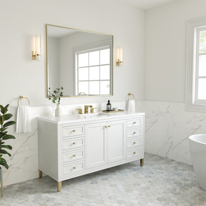 James Martin - Chicago 60" Single Vanity, Glossy White, w/ 3 CM White Zeus Silestone® Top - 503-V60S-GW-3WZ view 5