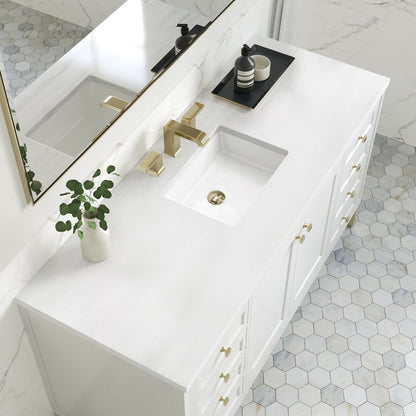 James Martin - Chicago 60" Single Vanity, Glossy White, w/ 3 CM White Zeus Silestone® Top - 503-V60S-GW-3WZ view 8