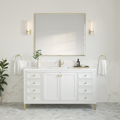 James Martin - Chicago 60" Single Vanity, Glossy White, w/ Single Hole 3CM White Zeus Silestone® Top & Backsplash - 503-V60S-GW-1WZ view 4