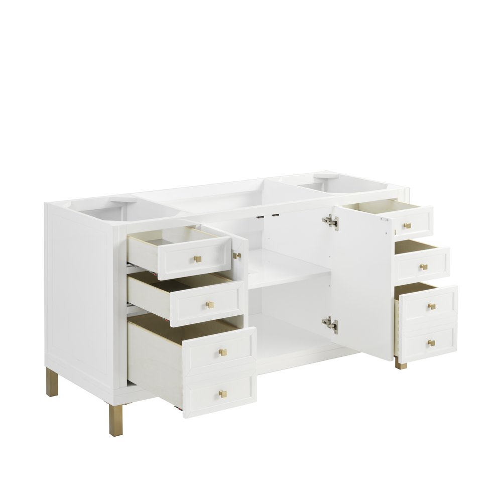 James Martin - Chicago 60" Single Vanity, Glossy White, w/ Single Hole 3CM White Zeus Silestone® Top & Backsplash - 503-V60S-GW-1WZ view 7