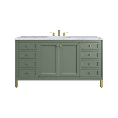 James Martin - Chicago 60" Single Vanity, Smokey Celadon, w/ 3 CM Carrara Marble Top - 503-V60S-SC-3CAR view 1