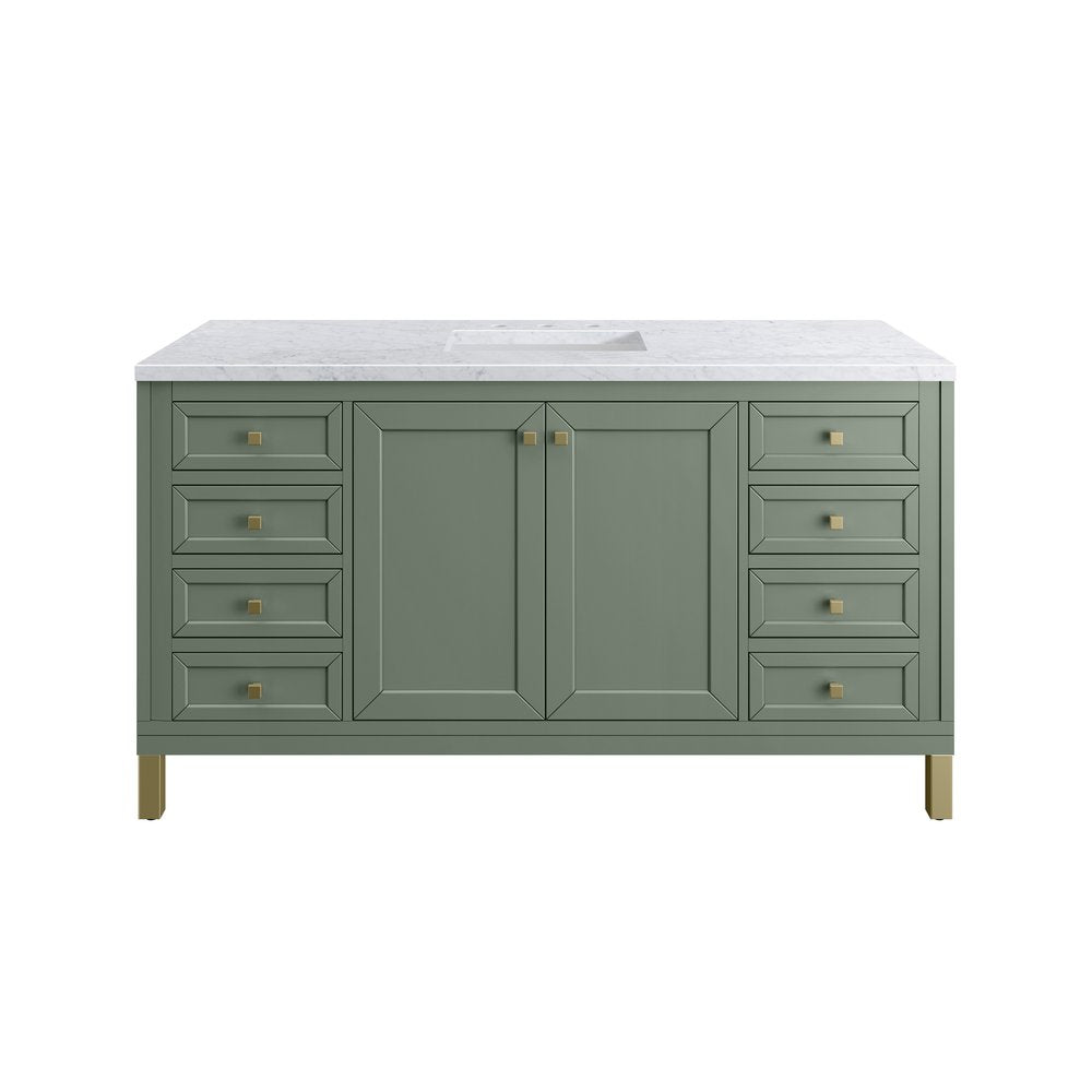 James Martin - Chicago 60" Single Vanity, Smokey Celadon, w/ 3 CM Carrara Marble Top - 503-V60S-SC-3CAR view 2